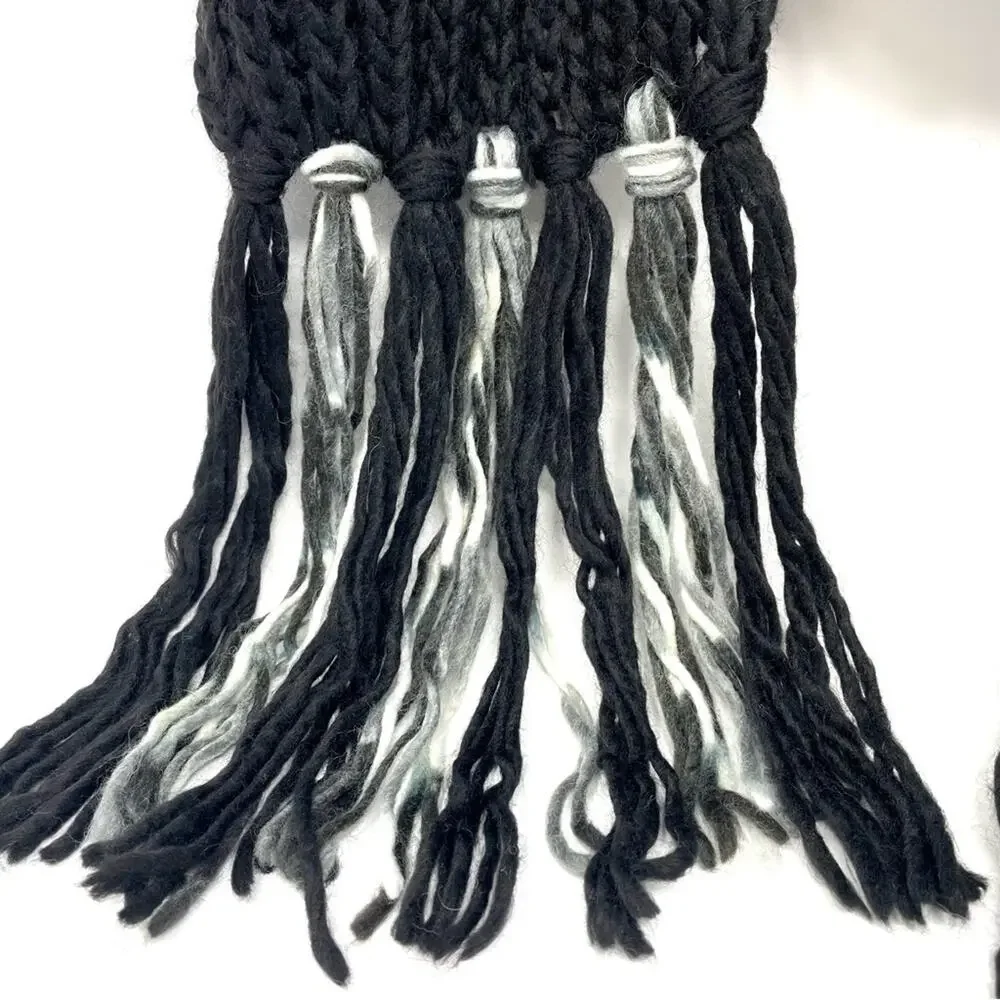 Renee's NYC Women's Soft Knit Wool Blend Scarf w/ Fringe in Black and White